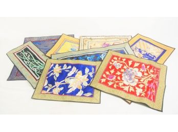 Antique Asian- Embroidered Silk Decorative Mats