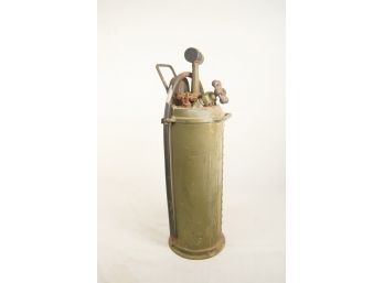 Vintage,  OD Green  Ashcroft Hand Pump Fire Extinguisher With Gauge  And Hose