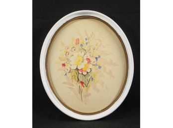 Lovely Oval Framed Signed Floral Print