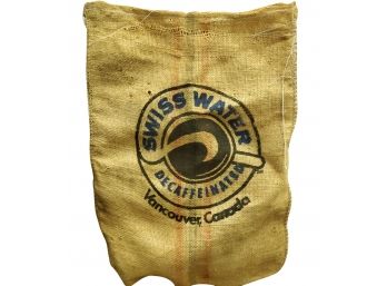 Vintage Swiss Water Decaffeinated Coffee Bean Burlap Bag