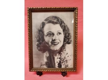 Vintage Film Actress Janet Gaynor Autographed Black & White Framed Photograph