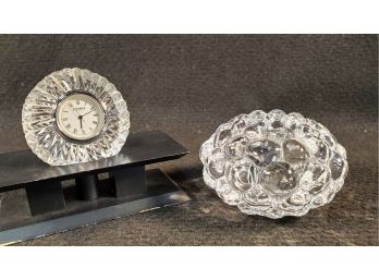Orrefors Crystal Votive Holder & Tipperary Small Crystal Clock
