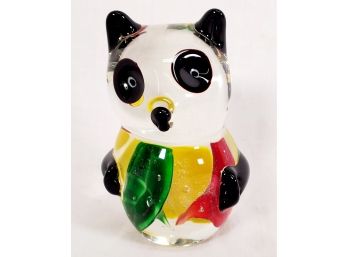 Adorable Vintage Blown Glass Colorful Panda Bear