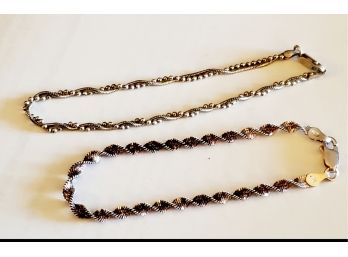 Two Vintage Ladies Sterling Silver 925 Chain Link Bracelets