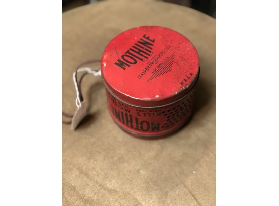 Vintage Advertising Tin Can Painted Red  - Mothine