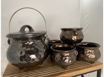 Vintage McCoy Cauldron Pot With 5 Mini Cauldrons