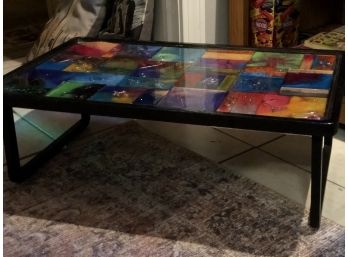 Bed Tray With Colorful Resin Tiles.- Original Art