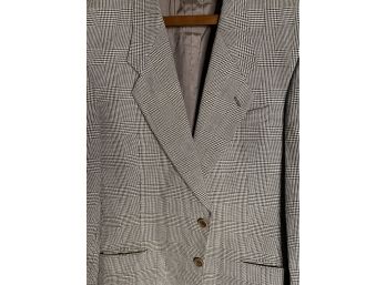 Vintage Giorgio Armani Mens Lined Houndstooth Tan Blazer 42R