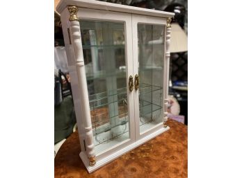 White Keepsake Shelf With Glass Doors And Glass Shelves
