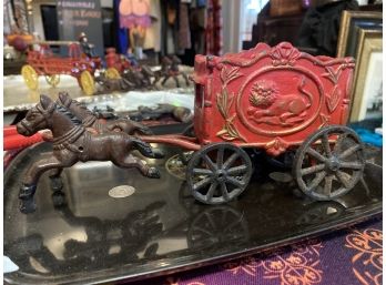 Vintage Cast Iron Horse Drawn Circus Car