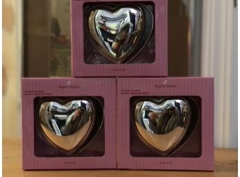 3 Heart Shaped Silver Jewelry Or Keepsake Boxes