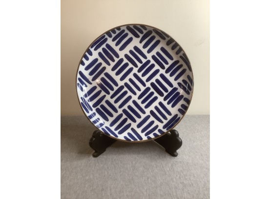 Dansk Serving Platter White With Blue Design