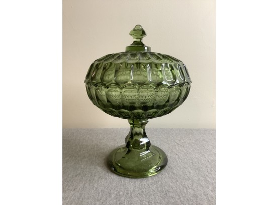 Large Green Glass Candy Dish