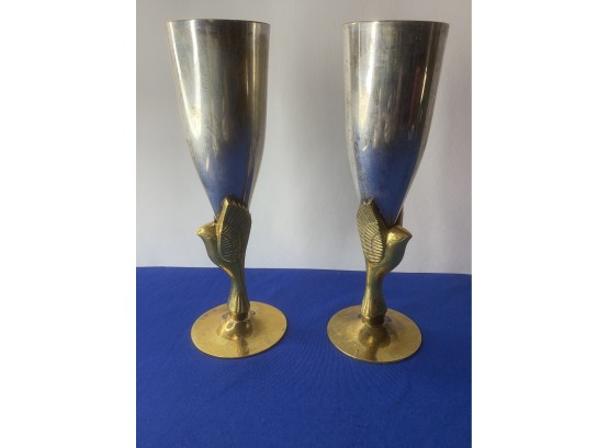 Godinger India Heavy Silver Plated Champagne Flutes