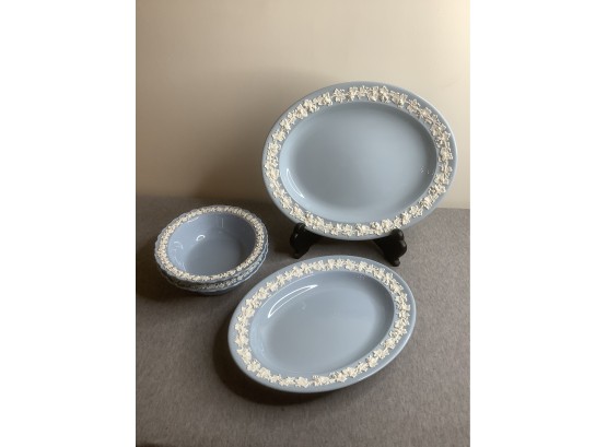 Wedgwood Blue And White Serving Platters And Bowl