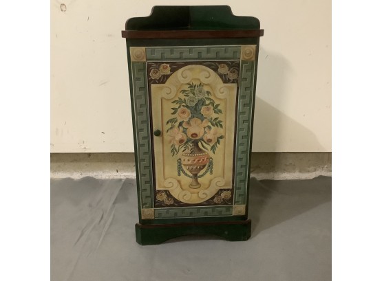 Gorgeous Green And Floral Corner Storage Cabinet