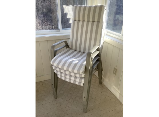 Grey And White Cushioned Patio Chairs