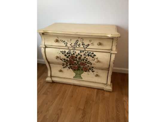 Destressed Dresser With Floral Design