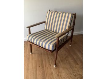 Mid Century Yellow And Blue Cushioned Arm Chair #2