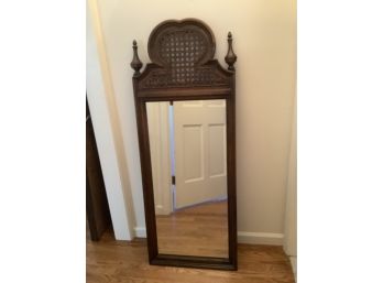 Mirror In Brown Wooden Frame With Woven Top Piece #1