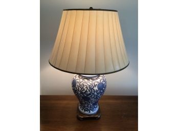Beautiful, High End Brass Blue And White Table Lamp #1