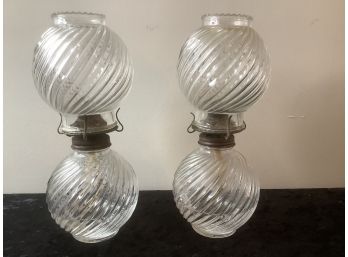 Pair Of Oil Lamps With Oil