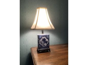 High End Blue And White Table Lamp With White Shade #1