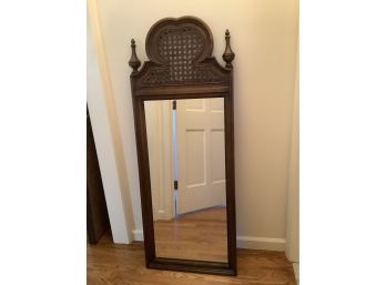 Mirror In Brown Wooden Frame With Woven Top Piece #2