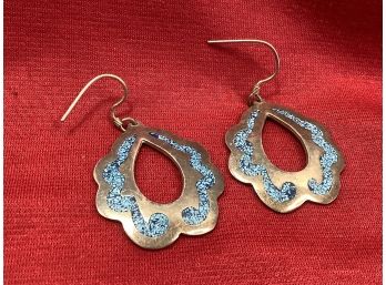 Large Sterling Silver Turquoise Dangle Earrings