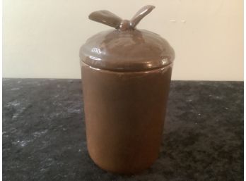 Handcrafted Brown Ceramic Jar With Butterfly Lid