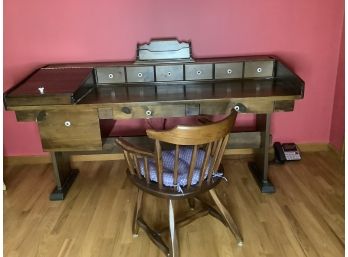 Solid Wood Large Office Desk And Arm Chair