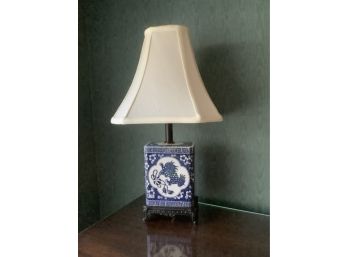 High End Blue And White Table Lamp With White Shade #2