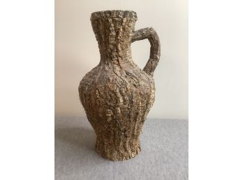 Wood Crafted Over Clay Jar With Handle