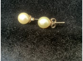 14k Gold And Pearl Earring Set