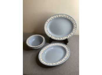 Wedgwood Blue And White Serving Platters And Bowl