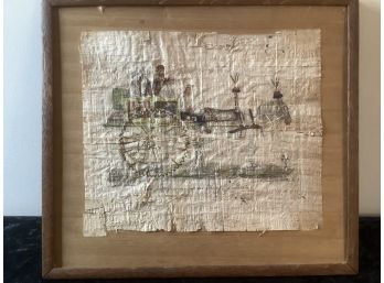 Very Early Signed Textile Of A Horse Drawn Carriage