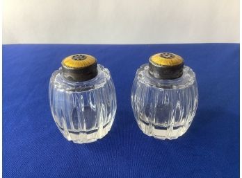 Sterling Topped Crystal Salt And Pepper Shakers
