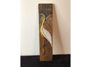 Hand Carved Wood Bird Plaque Signed