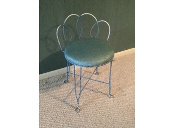 Vanity Chair With Distressed Blue Paint