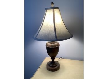 Marble Table Lamp With White Floral Shade