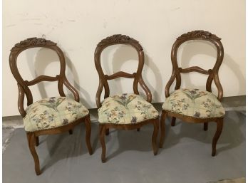 3 Floral Cushioned Chairs
