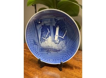 B & G Porcelain Blue And White Horse Plate Christmas Night In The Stable