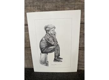 Young Boy Signed Lithograph