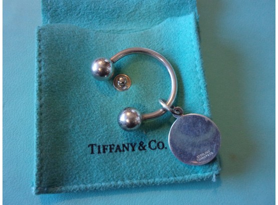 Tiffany & Co 925 Sterling Silver Key Ring Round Charm For Monogram (10.2 Grams)