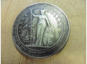 (L2) 1911 One Yuan Tibetan Warrior Ancient Dollar Coin 1 1/2' Dia