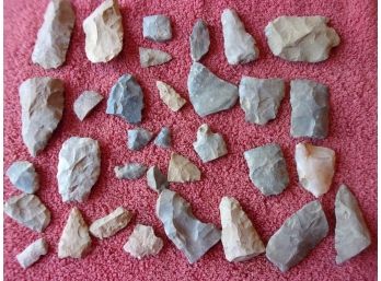 (G) Alabama Native American River Arrowhead Broken Parts Lot Of Artifact Finds