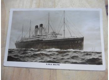 (b42) 1913 White Star Line RMS Baltic Postcard 1 Cent George Washington Green Stamp