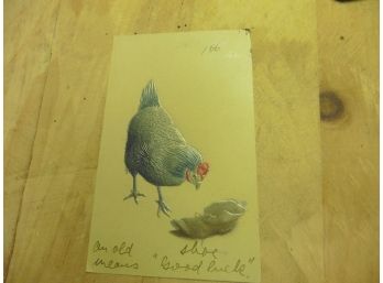 (B33) 1909 A Joyful Easter Chicken Shoe Postcard 1 Cent Benjamin Franklin Green Stamp