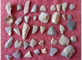 (F) Native American River Arrowhead Broken Parts Lot Of Artifact Finds