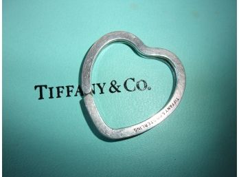 (#88) Tiffany & Co Open Heart 925 Sterling Silver Key Ring Key Chain (7.9 Grams)